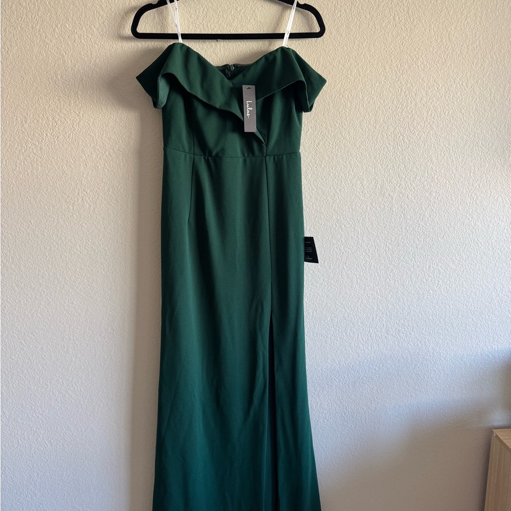 Lulu's Off Shoulder Hunter Green Green Dress